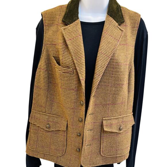 Vintage 1980's Twead Vest with Corduroy Collar  XL - Picture 1 of 11
